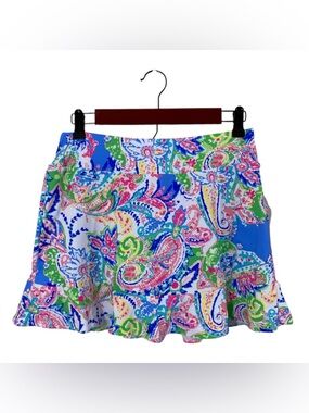 Gottex Athletic Skort Golf Tennis Sz S Blue Paisley Floral Activewear